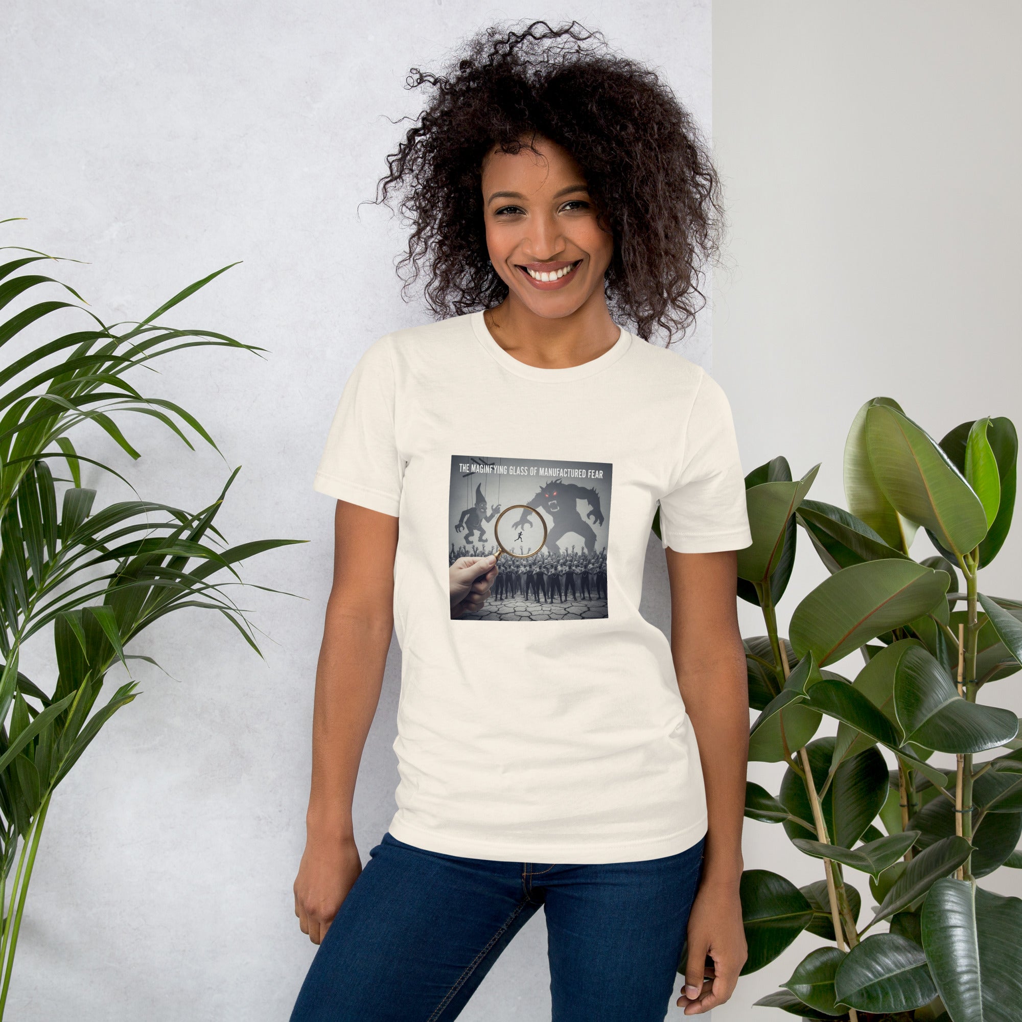 The Magnifying Glass of Manufactured Fear T-Shirt – Political Satire Tee by Civil Heresy