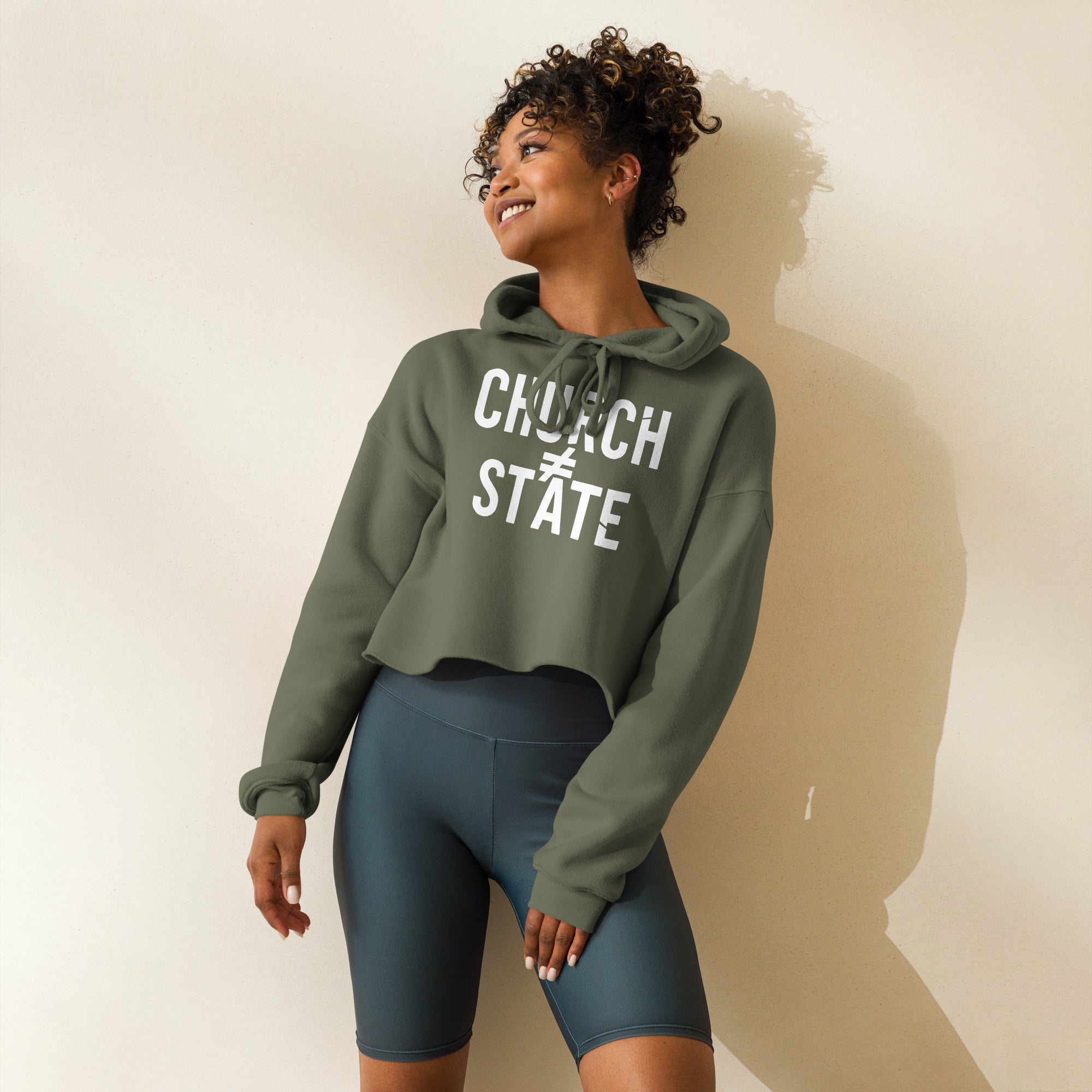 Church ≠ State Unisex Crop Hoodie – Satirical Protest Shirt for Rebels and Free Thinkers